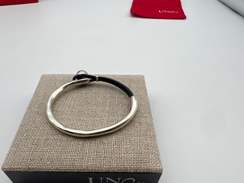 NEW Uno de 50 SER INTREPIDA Sterling Silver Plated Bracelet Brown Leather Medium - Picture 8 of 13