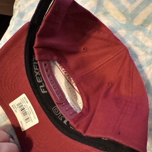 NWT Mitchell & Ness Snapback Hat Mens Spell Out Burgundy Maroon Casual Cap NWT - 第 3/7 張圖片