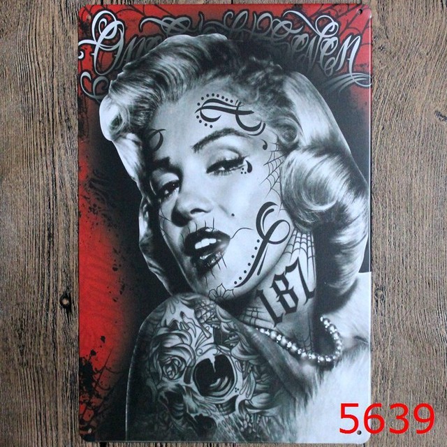 Metal Tin Sign marilyn monroe tattoo Bar Pub Home Vintage Retro Poster Cafe ART