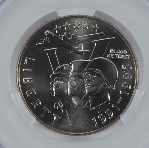 1991-95-P World War II Commemorative Half Dollar MS70 CAC - Picture 3 of 5