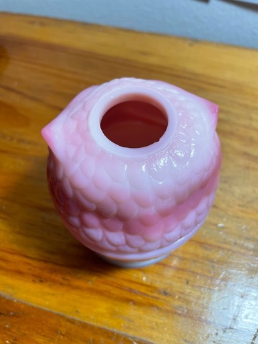 Fenton rosalene pink & white glass owl fairy lamp - Picture 8 of 19