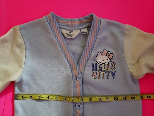 HELLO KITTY SCHOOL VARSITY JACKET GIRLS 6 7 BLUE PINK DOUBLE SIDED PRINT SANRIO - Picture 2 of 9