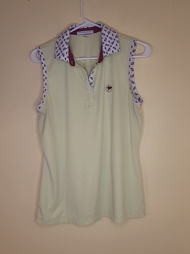 Fairway & Greene Women's Shirt Sleeveless Greenish Yellow Bee Print Size L