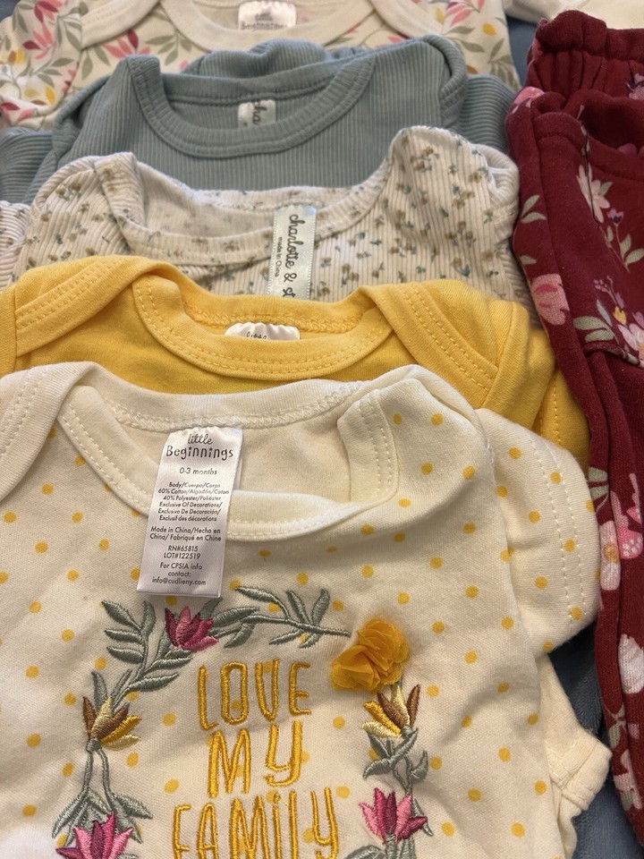 Lot Of Baby Girl Clothes Size 03 Months Garanimals, Little Beginnings