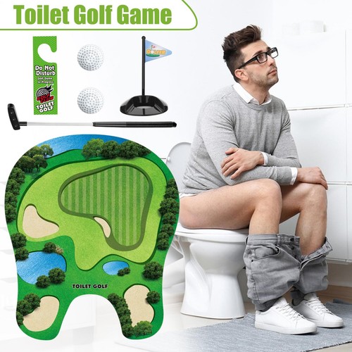 Toilet Golf Game Set - Practice Mini Golf In Restroom Bathroom Funny Gag Gifts - Foto 10 di 12