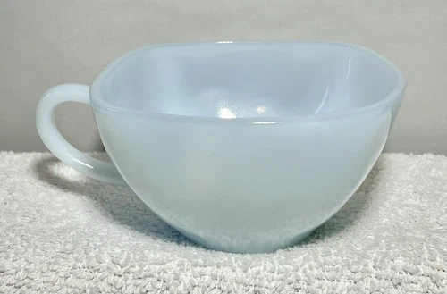 Set of 4  VTG Fire King Delphite Blue Azurite CHARM Square Coffee Tea Cup