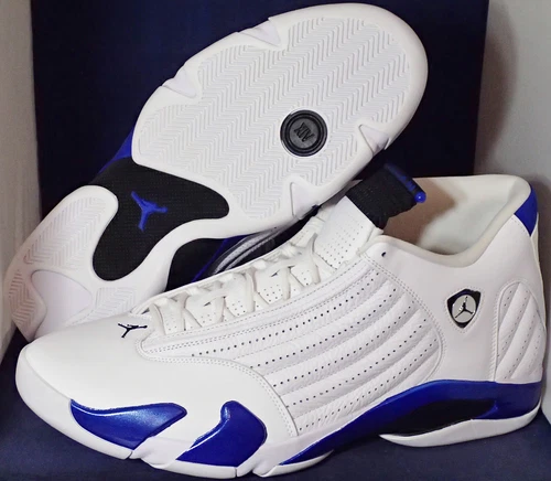 2020 Nike Air Jordan 14 XIV Retro White Black Hyper Royal SZ 18 ( 487471-104 )