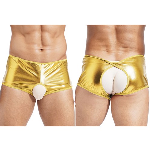 Herren Shiny Metallic Low Rise Boxershorts Schritt offen Shorts Höschen Unterwäsche - Bild 22 von 51