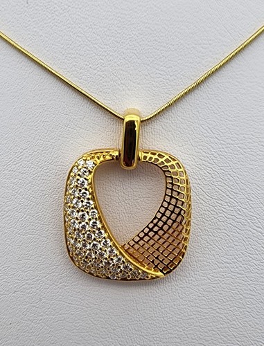 18k .750 Gold YG .48 ctw Diamond Mesh Heart Fold Valentine Pendant Au 22153 - Picture 4 of 12