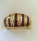 Ruby Lab Created Band Dome Cocktail Ring 14k Yellow Gold Finish 2Ct Princess Cut