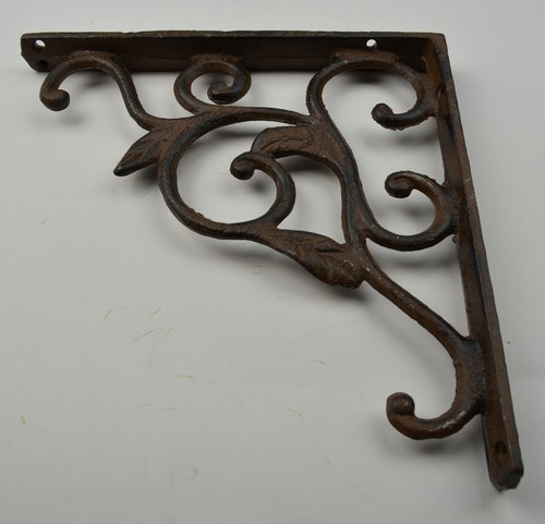 Wall Shelf Bracket Leaf Vine Pattern Cast Iron Brace 8.75" - Picture 5 of 10