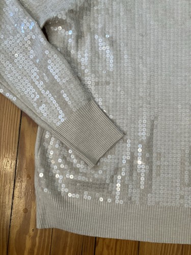 Neu mit Etikett Sioni Milano PULLOVER Gr. M BRAUN Pailletten Langarm DAMEN - Bild 5 von 6
