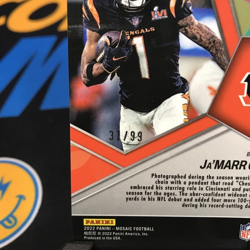 Tarjeta Prizm Ja’Marr Chase 2022 Mosaic Swagger Blue Mosaic SW-12 SP 31/99 Bengals - Imagen 6 de 9