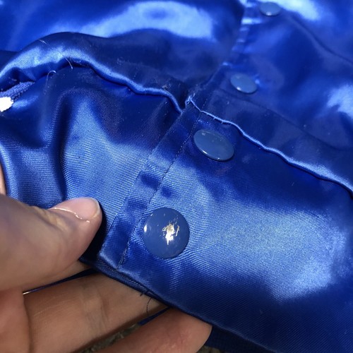 Vintage 80s Hartwell Satin Bomber Jacket Men’s M Blue Lined Made In USA Western - Picture 8 of 14
