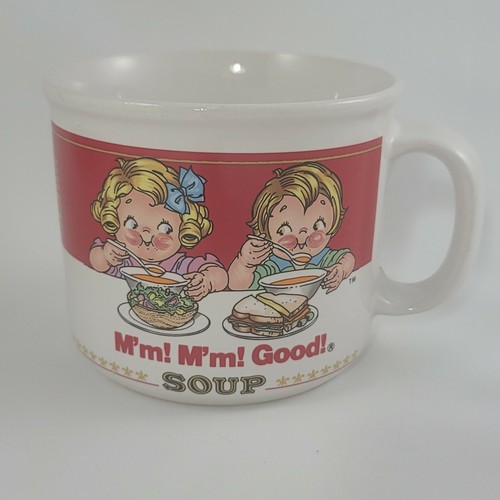Taza sopa Campbells 1989 vintage niño y niña cerámica Westwood etiqueta roja y blanca - Imagen 1 de 12