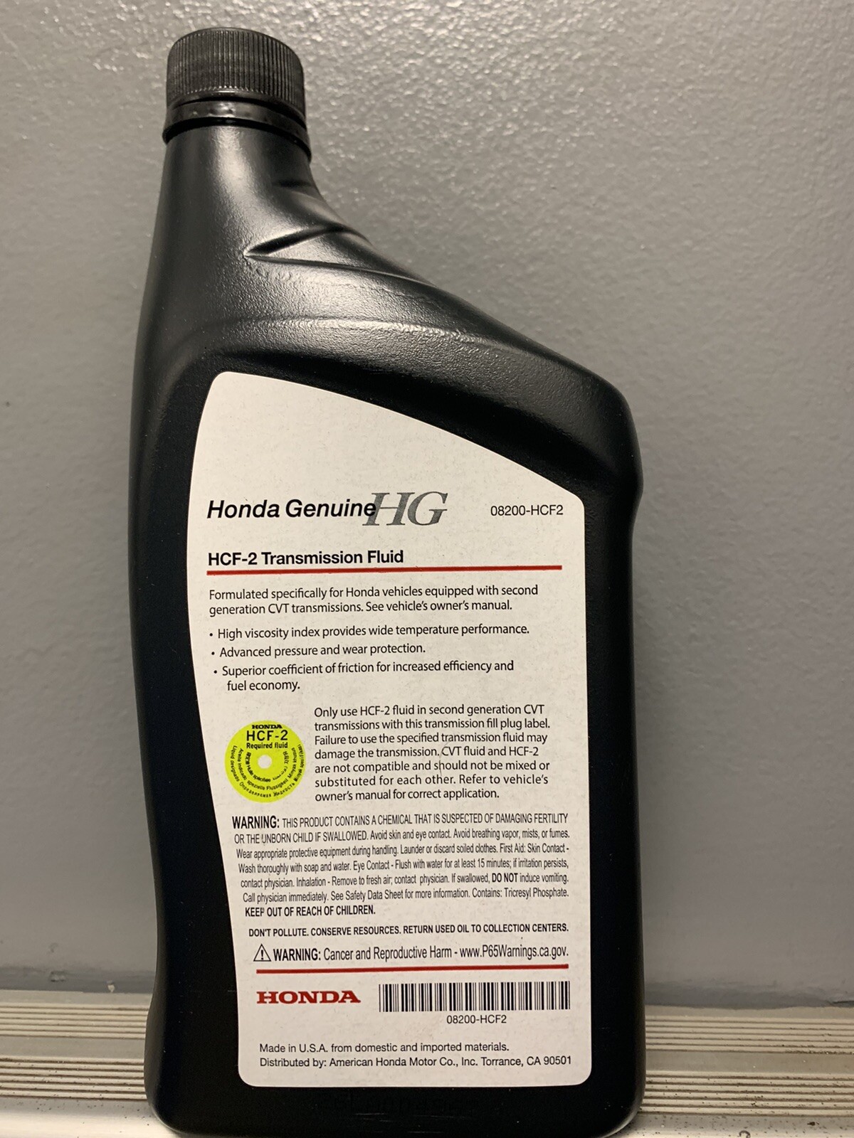 SINGLE QUART HONDA GENUINE OEM HCF2 TRANSMISSION FLUID. SECOND