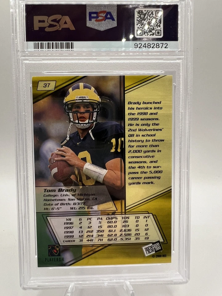 Tom Brady PressPass # 37 2000 RC PSA 7 Foto 2 de 2