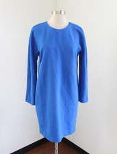 Ann Taylor Solid Blue Womens Shift Dress Size 8 Side Zipper Accent 