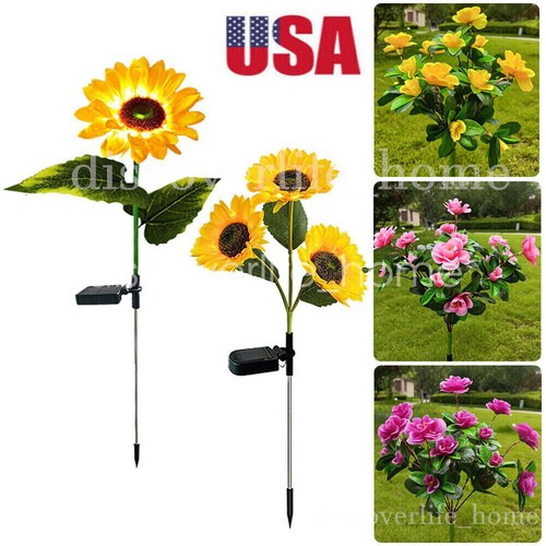 Solar Power Flower Lights LED Outdoor Garden Landscape Yard Stake Lamp Decor USA