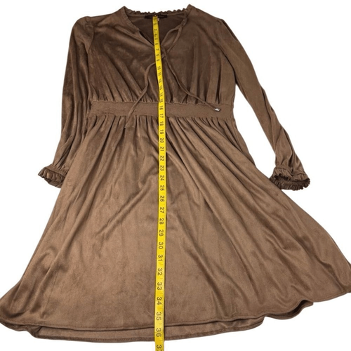 NWT Tommy Hilfiger Brown Faux Suede Fit & Flare Keyhole Tie Dress, Size 10 - Picture 12 of 14
