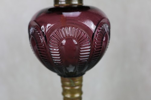RARE EAPG P&A EAGLE Amethyst Glass Kerosene Oil Lamp Rare Antique Purple Milk - Picture 16 of 24