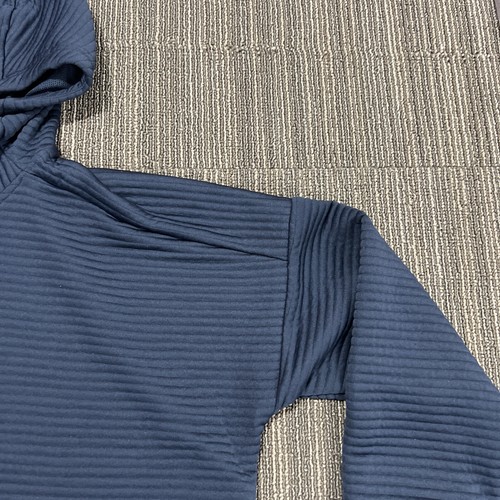 Nike Hoodie Sweatshirt Damen mittelblau gerippt Kapuze Dri-Fit Pullover Cropped - Bild 4 von 18