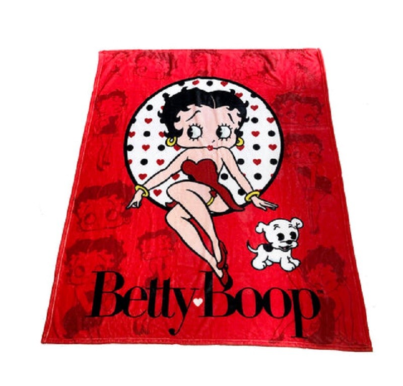 New Red Betty Boop Silhouette Plush Fleece Throw Gift Blanket