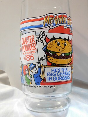 McDonald's McVote Quarter Pounder with Cheese drinking glass Rare 1986 election McDonald's McVote Quarter Pounder with Cheese drinking glass Rare 1986 election