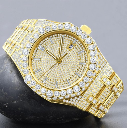 24,65 cwt. VVS/D Moissanite Stahl Luxus Automatik Designer Herren Custom Uhr - Bild 12 von 15