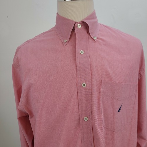 Camisa Nautica Abotonada Hombre Grande Rosa Manga Larga Logo Bolsillo - Imagen 2 de 12