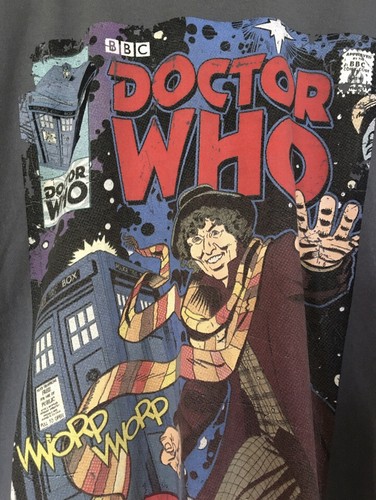 T Shirt Doctor Who The Return of the Daleks Tom Baker Grey 50th 2012 Large Med - Picture 2 of 7