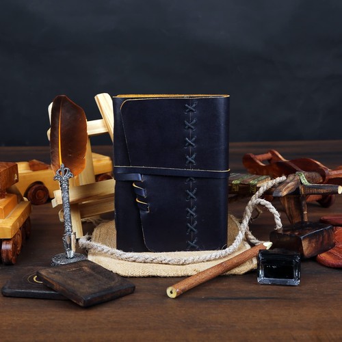 Vintage Leather Journal of Shadows, Grimoire Journal, Travel Writing Notebook - Picture 4 of 6