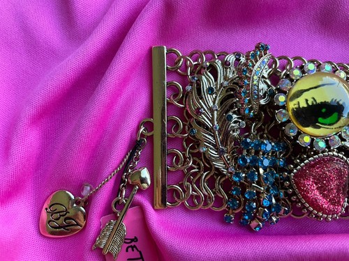 Betsey Johnson Vintage The Eyes Have It Blue Crying Eye Rainbow Lips Armband - Bild 4 von 6
