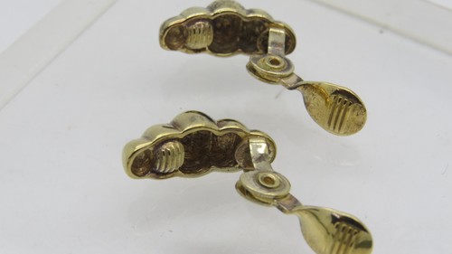 Vintage 925 Sterling Silver CIANI Gold Vermeil Modernist Clip Earrings U1368 - Picture 11 of 12