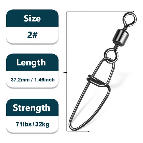 Fishing Swivels with Snap Saltwater Fishing Tackle 50~100Pcs Interlock Swivels - Picture 15 of 20