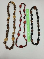 Three Beautiful Earth Tone Nut and Seed Necklaces