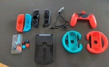 Switch Joy-Con Controller Accessory Bundle Grips Wheel Red Blue Black K20