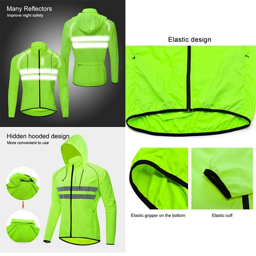 Herren Fahrrad Winddicht Jacke Sport Reflektierend MTB Rennrad MTB Tops Trikots - Bild 10 von 20