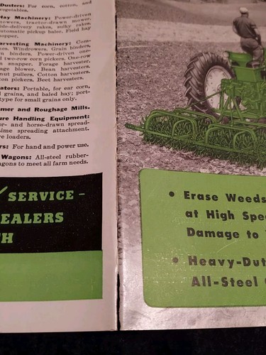 1954 John Deere Rotary Hoes Advertising Brochure - Picture 9 of 10