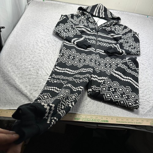 Fabletics Fleece Einteiler Overall mit Kapuze schwarz weiß Fair Isle Damen Größe S - Bild 2 von 11