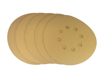 6'' x 8 Hole Gold Hook and Loop Grip Sanding Discs (25 Pack, 320 Grit)