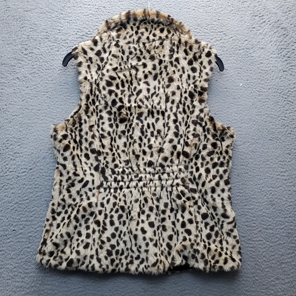 Dressbarn Reversible Vest Womens L Multi Animal Print Fox Fur Sleeveless Zipper - Image 2 of 4
