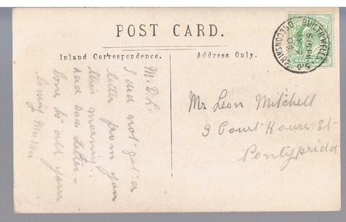 POSTAL LOCAL RP GLANNE WELLS BUILTH WELLS 1909 - PONTYPRIDD - Imagen 2 de 2