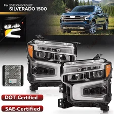 Black Bezel LED Headlights For 2022-2024 Chevy Silverado 1500 LT Trail Boss/RST