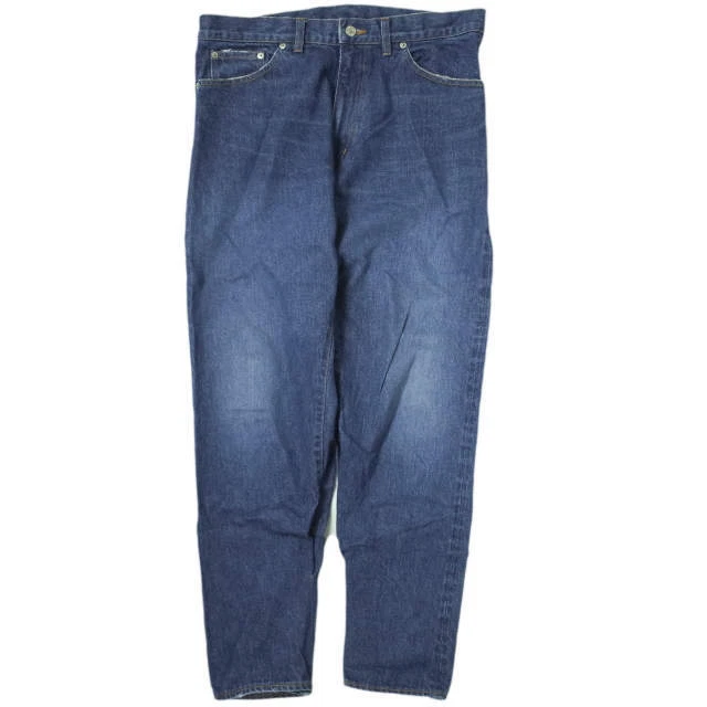 H BEAUTY&YOUTH Japan DENIM HEM TUCK PANTS L INDIGO Jeans Wide Tapered Bottoms