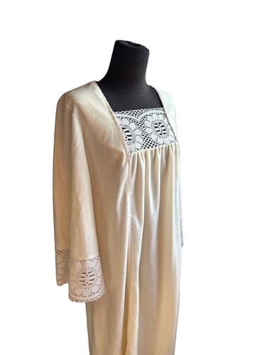 Vtg Sears 1970s Kaftan Housedress The Great Entertainer Floral Lace Bell Slv Med - Picture 10 of 13