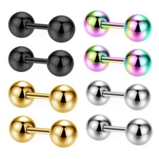Hypoallergenic Surgical Steel Stud Earrings for Women Men Tiny Ball Piercing