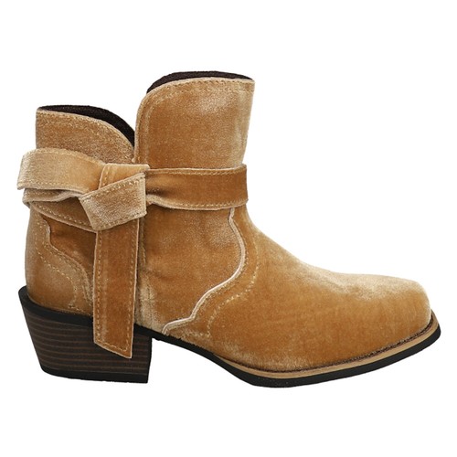 Justin Boots Elana Velvet Square Toe Pull On Womens Brown Casual Boots L9757