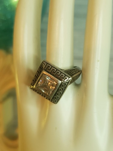 Nachlass Sterling Silber 925 klarer Stein signiert Cia schwerer Ring Gr. 6 6 GM - Bild 9 von 19