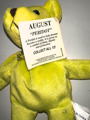 August Birthstone Bear Peridot Yellow Plush Teddy Bear Collectible Gift - Picture 3 of 3